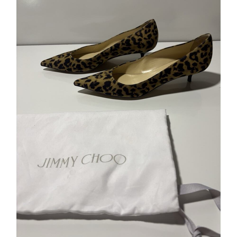 Jimmy Choo Leopard Print Kitten Heel Pumps Shoes Suede Professional Sz 38.5 - Picture 8 of 16